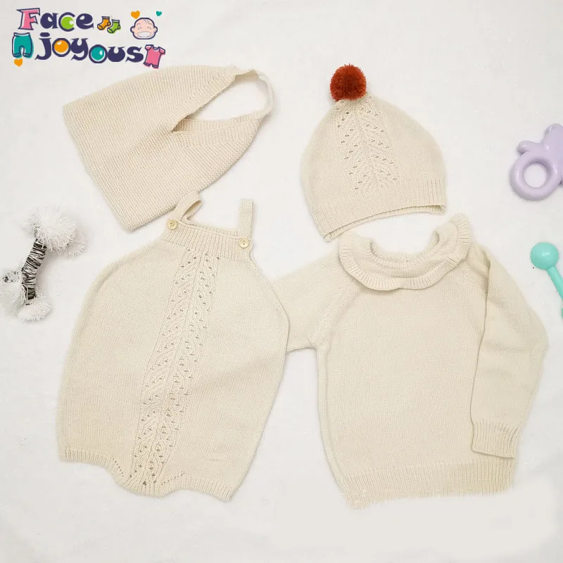 

2019 Infant Newborn Baby Boy Girl Knit Romper Fashion Overalls Crochet Clothes Hollow Sweet Outfit Clothes Sets