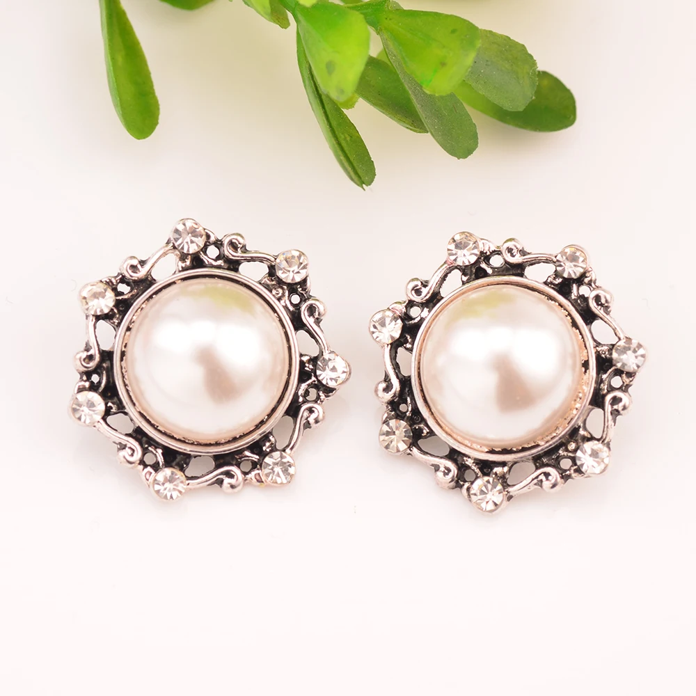 

Sparkly Rhinestone Buttons Shank Back Used On Flower Center Antique Silver 20MM 10PCS/lot KD323
