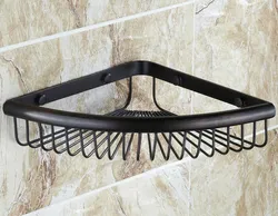 Black Oil Rubbed Brass Wall Mounted Bathroom Accessory Single Tier Soap / Sponge Corner Shower Storage Basket aba511