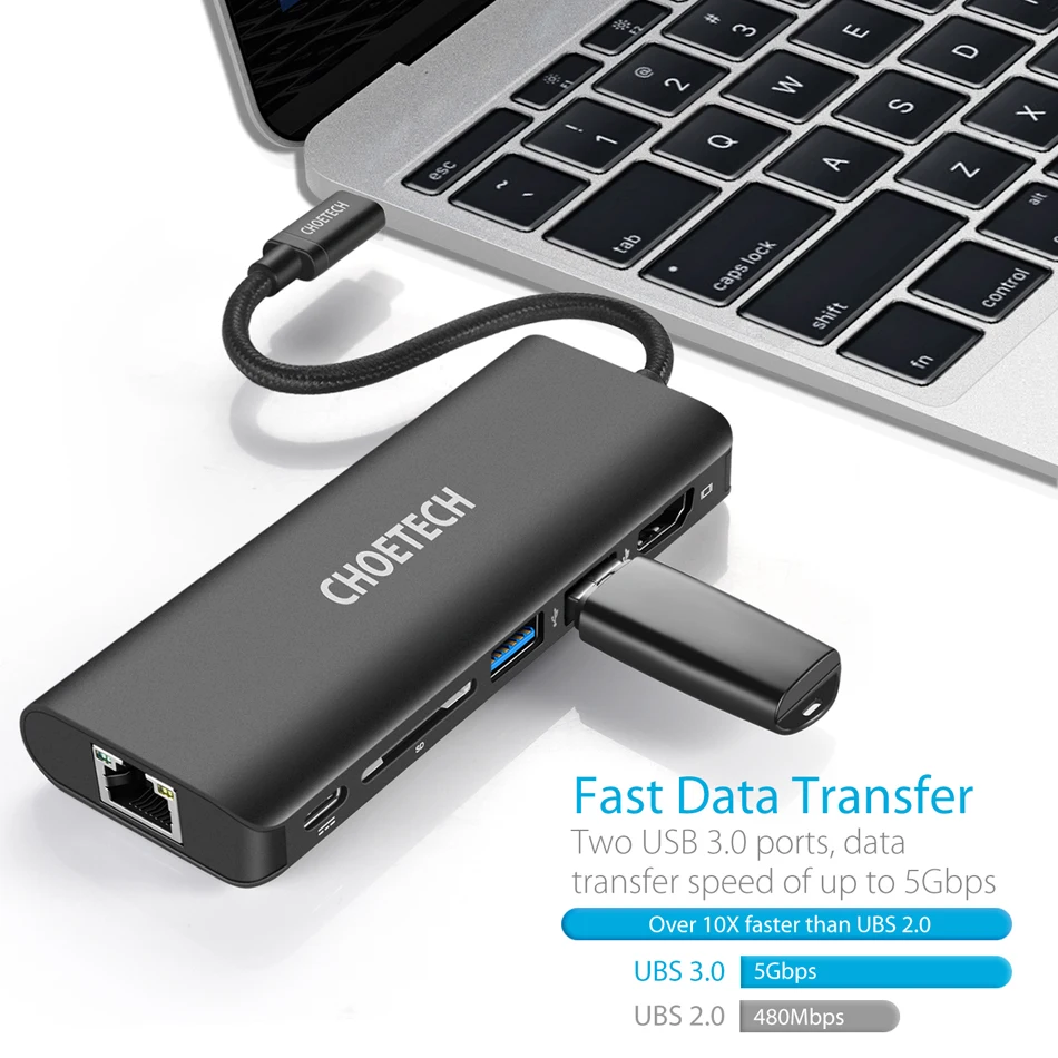 Устройство CHOETECH для чтения SD карт 2 порта USB 3 0 1|USB-хабы| |