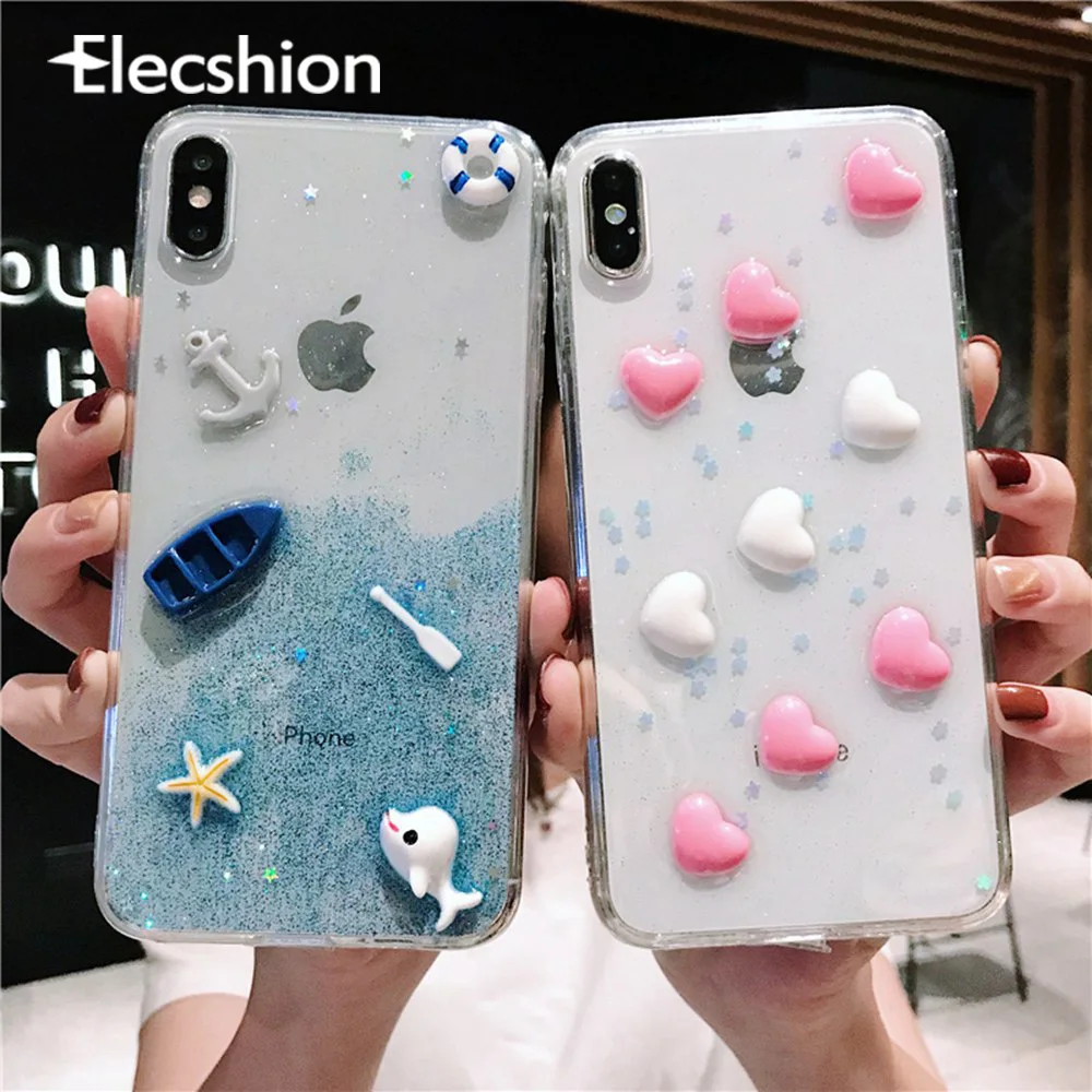 

Fashion Star Cute Love Case For iPhone 7 8 Plus XR XS Max 3D Cloud For iPhone X Xs 6s 6 Plus Luxury Soft Silicone Cover For Girl