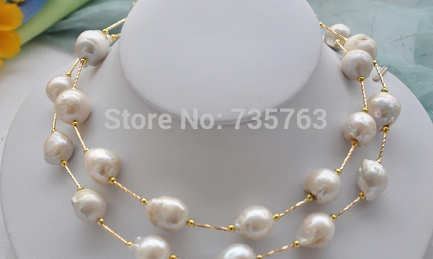 

xiuli 0015146 WHITE BAROQUE KESHI REBORN PEARL NECKLACE