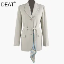 DEAT Новая модная женская одежда с фигурными длинными рукавами, приталенный однобортный пиджак, Женское пальто WG83012L OL Блейзер