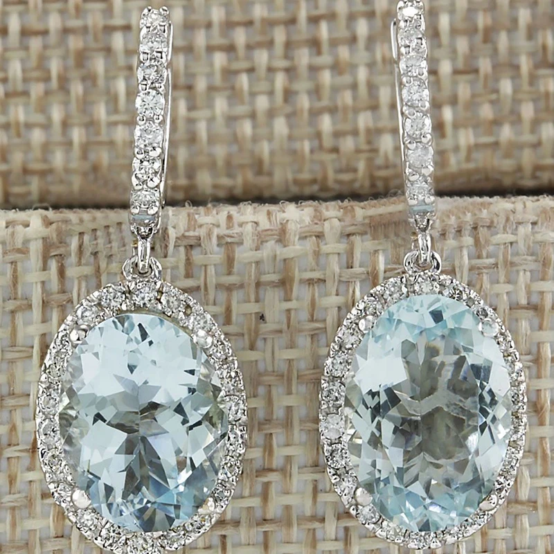 

Moda Oval Sky Blue Cubic Zirconia Drop Earrings for Women Crystal Silver Dangle Earrings Jewelry Boucles d'oreilles L3K567