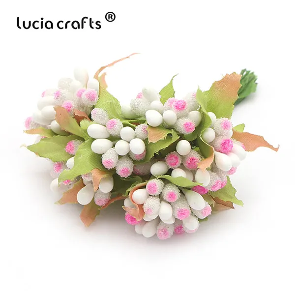 Lucia crafts 10 шт./Букет около 8 см Ягоды Искусственные тычинки букет цветов Свадебная вечеринка украшения DIY аксессуары A0503 - Цвет: C4 White