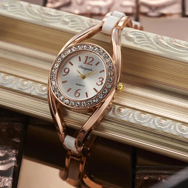 Женские кварцевые часы браслет с кристаллами розового цвета|reloj fashion|reloj relojreloj