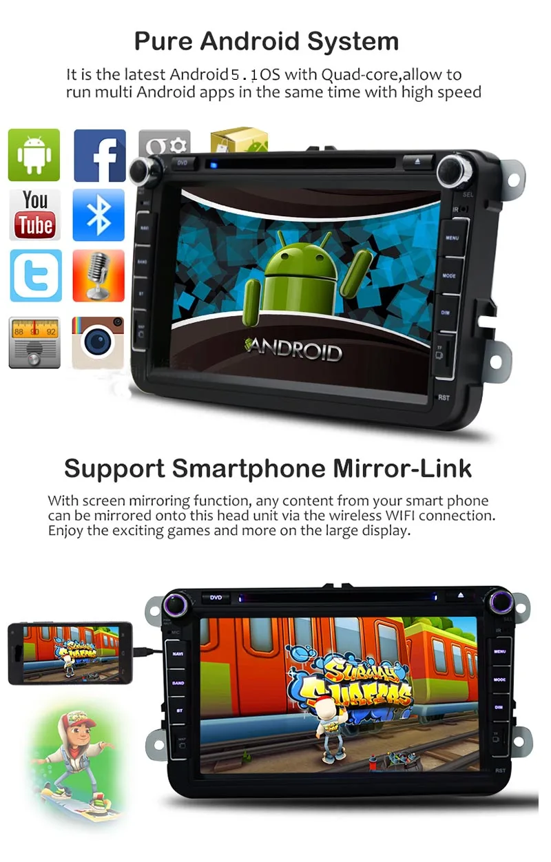 Excellent Free shipping! Android 9.0  car DVD gps for Volkswagen VW Golf 5 Golf 6 POLO PASSAT CC JETTA TIGUAN TOURAN SHARAN CADDY HD 4