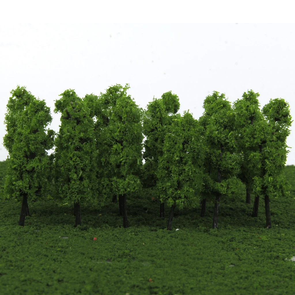20Pcs 1/200 Scale Plastic Pagoda Trees Model Train Park Railway Railroad Street Layout Scenery Dark&Light Green