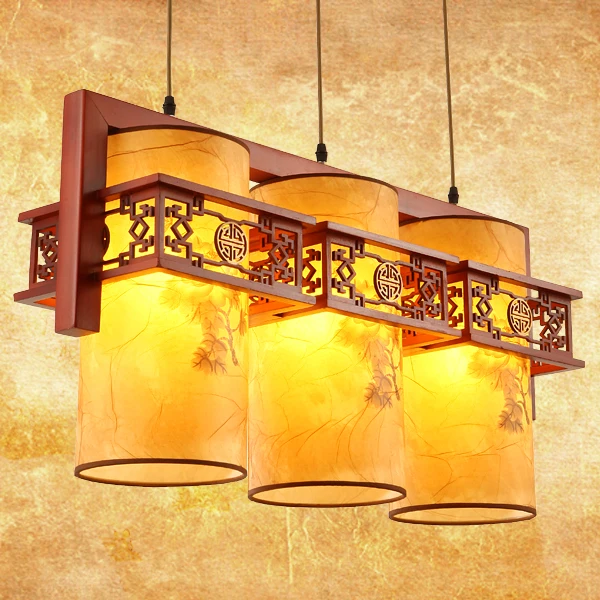 

Modern Chinese style wood pendant lights dinner LED lamp office lighting living room bedroom 1/3 heads pendant lamps ZA