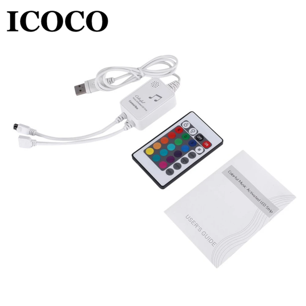 ICOCO 12V 24 Keys Infrared Remote Controller, Music Activated LED Strip Lights IP65 Waterproof