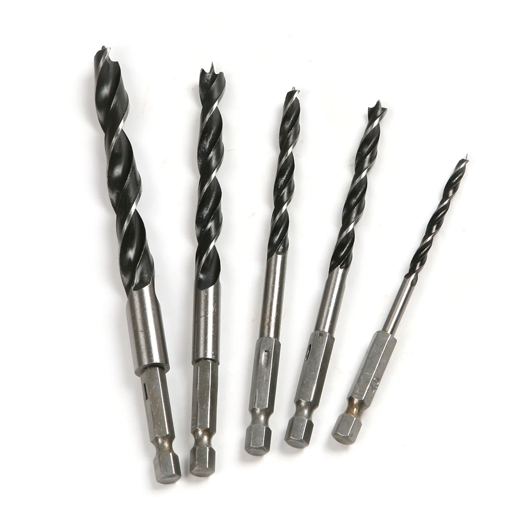 5PCS Drill Wood Dowel Twist Drill Bits 1/4" Hex Shank 4mm 5mm 6mm 8mm