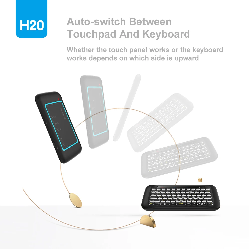 Beste H20 Mini Draadloze Toetsenbord Backlight Touchpad Air Mouse Ir Leunend Afstandsbediening Voor Andorid Box Smart Tv Windows Pk H18 plus