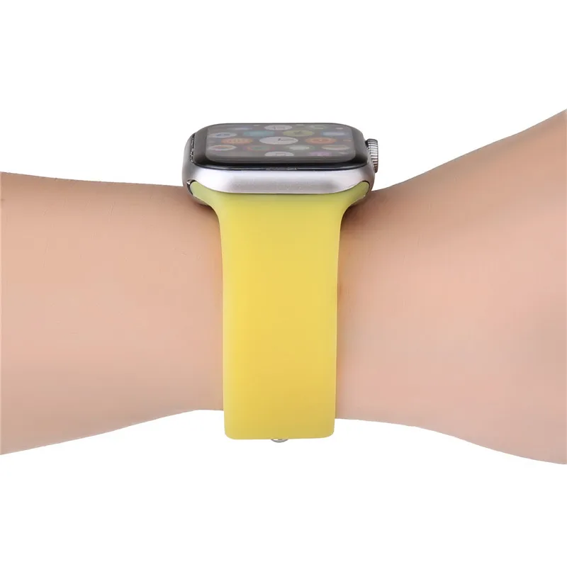 Мягкий сменный силиконовый ремень 44/40 мм для наручных часов Apple Watch, версии 4 спортивный браслет наручный ремень 38, 42 мм, версия, аксессуары для наручных часов Iwatch 3/2/1 - Цвет ремешка: Yellow