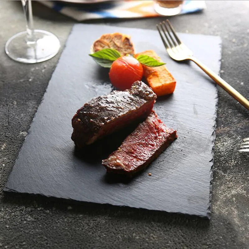 

Creative Black Natural Rock Kitchen Plate Tableware Food Dishes Kitchen Cook Tool 1PC