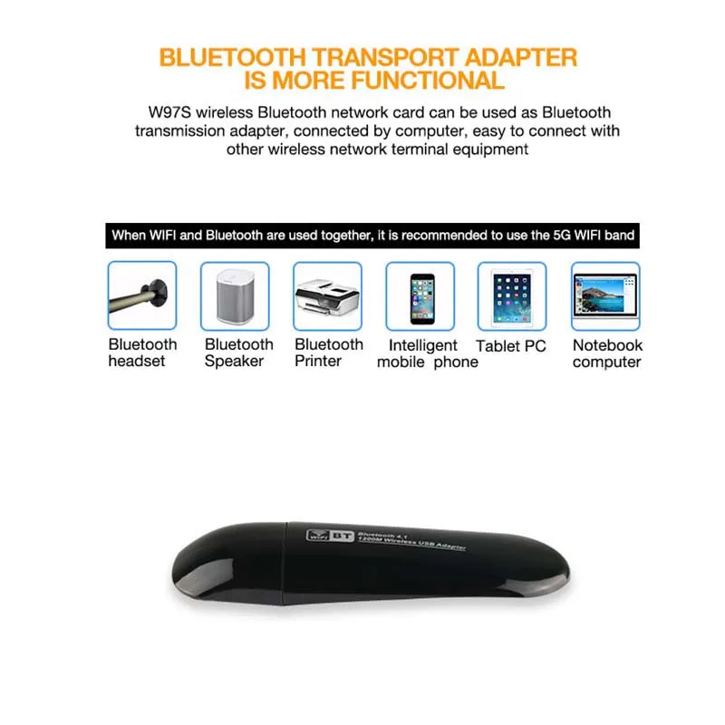 2-в-1 мини Wi-Fi 5 ГГц сетевая карта Bluetooth 4,1 Беспроводной Ac 1200 адаптер Mbps Dual Band сетевой карты для настольного компьютера ноутбука тв