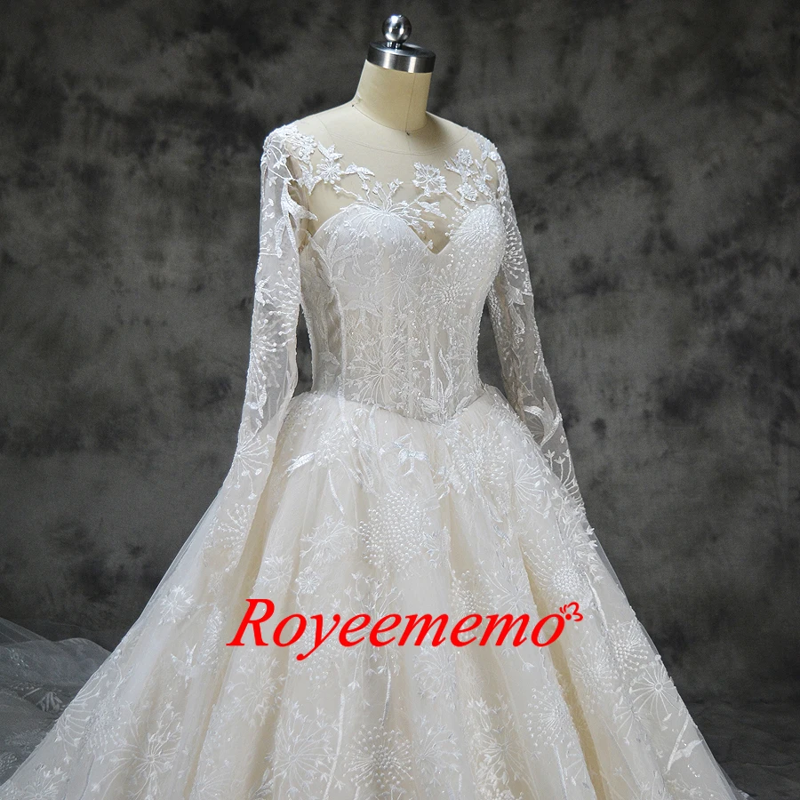 new lace ball gown wedding dress long sleeve wedding gown custom made factory wholesale price bridal