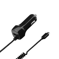 Быстрая зарядка автомобильное зарядное устройство встроенный пружинный кабель Micro usb type-C портативный автомобильный прикуриватель