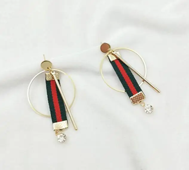 

Timeless Wonder chic rhinestone circle bar Drop Earrings Women Pop Party gown Korean cutout Brincos Japan top glam ribbon 6454