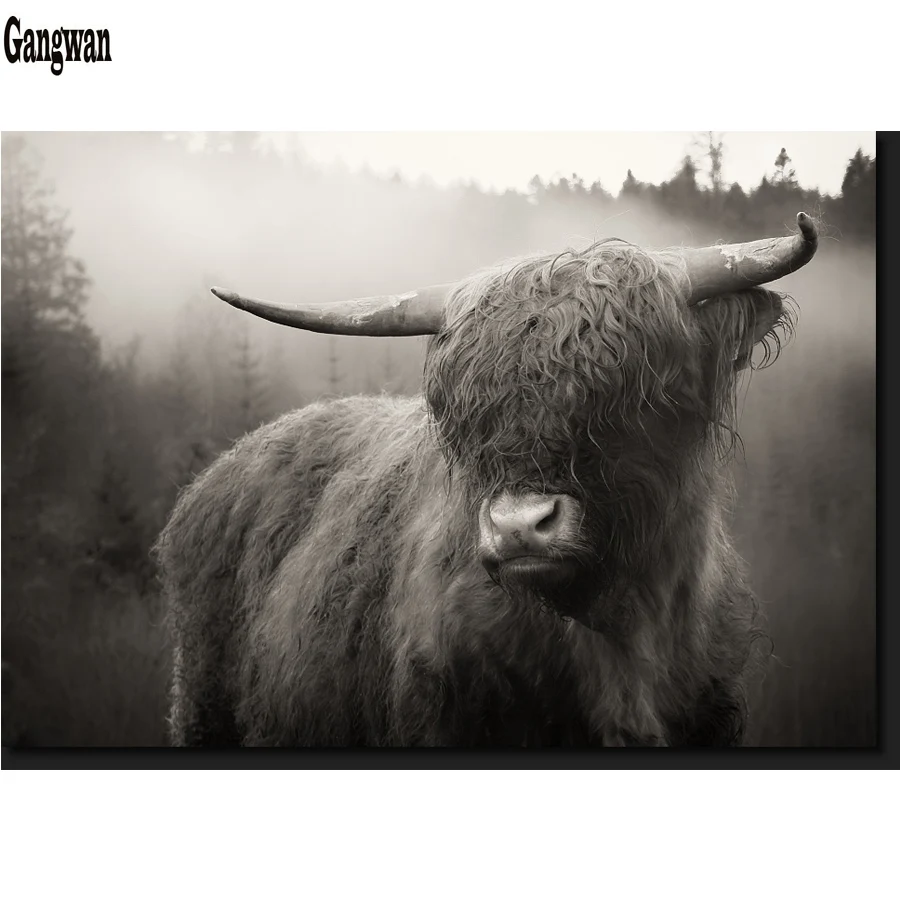 DIY Diamond mosaic &quotHighland cow&quot Cross Stitch Kits 5D Square/Round Full Drill Rhinestone Embroidery diamond painting decoration | Дом и