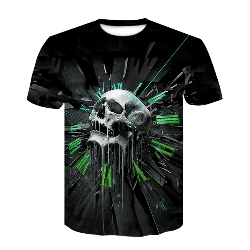 

3D Digital printing skull women men's fashion short sleeve T-shirt death skulls printing skull series short sleeve T-shirt tight
