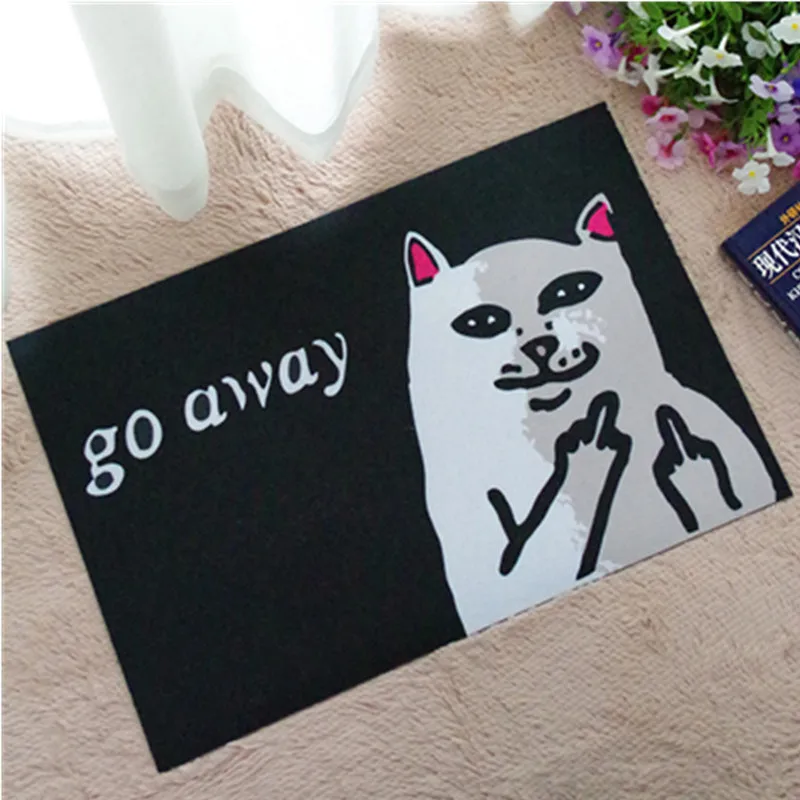 

HUGSIDEA Cute 3D Cat Go Away Floor Carpets Rugs for Living Room Kitchen Bathroom Mat Funny Home Entrance Door Carpet Tapete Para