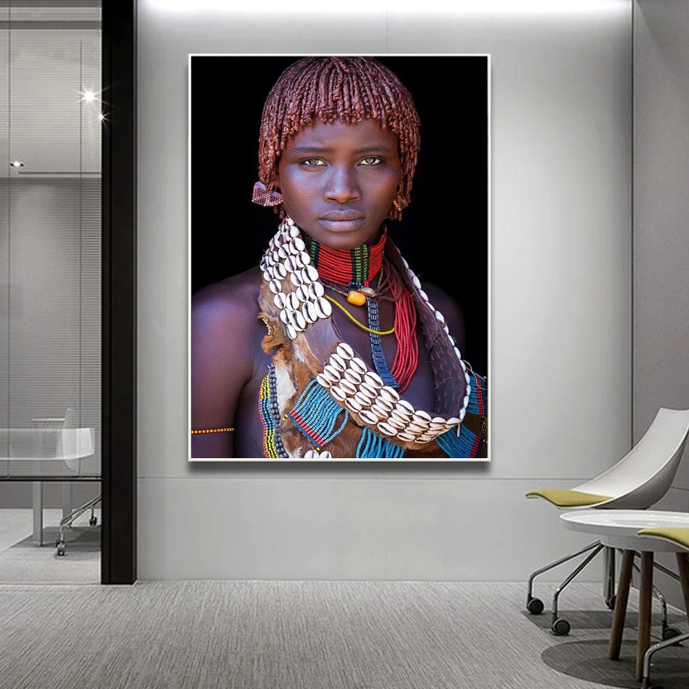 

2019 Best Seller Black African Woman Oil Painting on Canvas Posters and Prints Scandinavian Wall Art Picture for living room