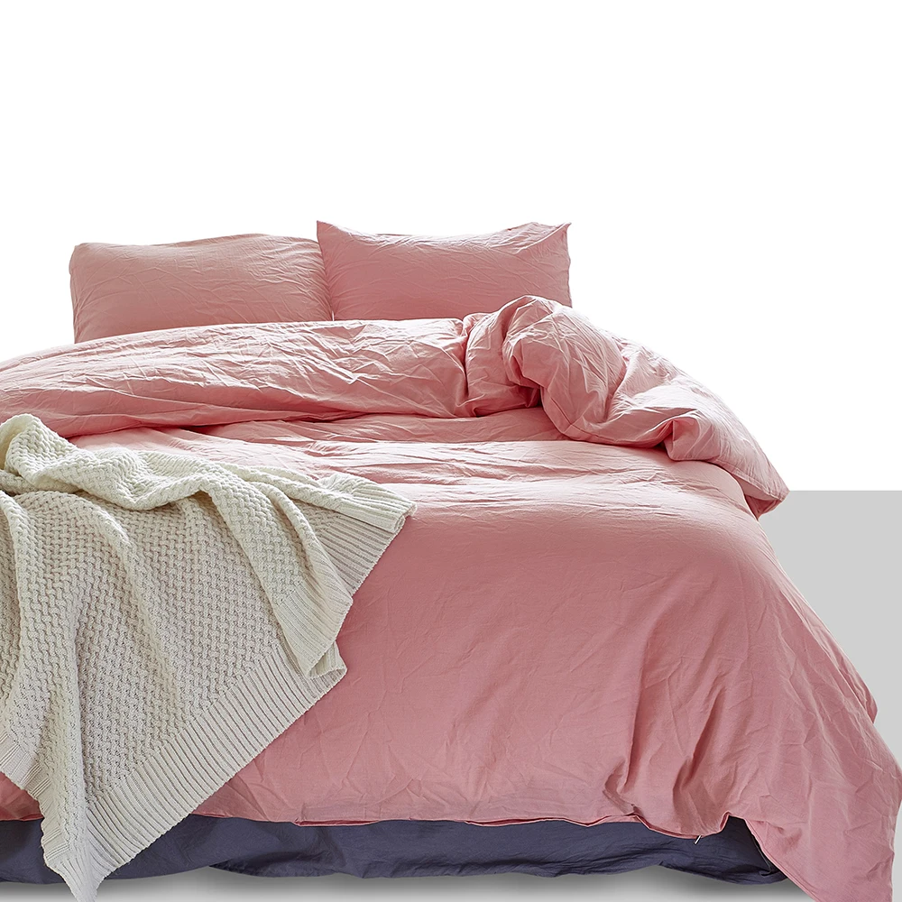 

100% Cotton Duvet Cover Pillowcase Set American Style Solid Color Bed Linens US Twin Queen King Size High Quality Bedding Sets