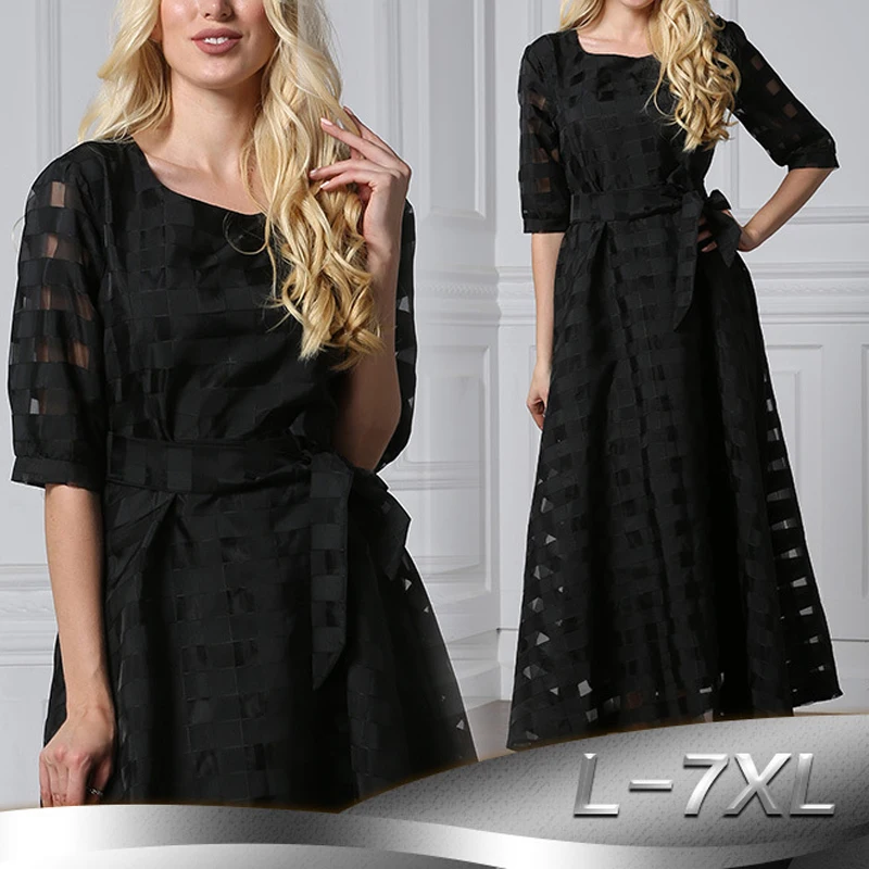 

Big Plus Size 5XL 6XL 7XL Vestidos 2019 Summer Abaya Boho Long Maxi Dress Women Spring Mesh Dresses Vestido Longo Robe Longue