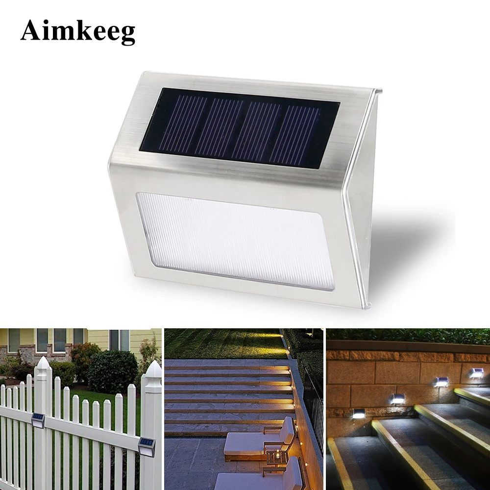 

3LEDs Solar Stair Light Stainless Steel Solar Power Garden Light Outdoor Waterproof Solar Wall Lamp Energy Saving Courtyard Lamp
