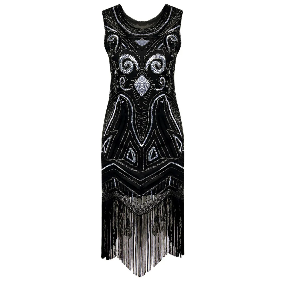 Wholesale 90s Style Flapper Dress Vintage Great Gatsby Charleston Sequin Tassel Party Knee-Length Dress black Sequined Bling Dress Vestido Buy Cheap 90s Style Flapper Dress Vintage Great Gatsby Charleston Sequin Tassel Party Knee-Length Dress black Sequined Bling Dress Vestido
