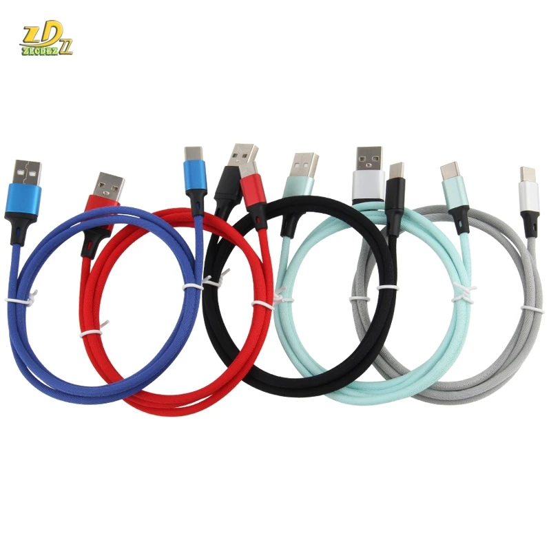 US $332.19 500pcsLot Wholesale TypeC Micro 5pin 8pin Straight Pure Colored Fabric Data Cable For Huawei Xiaomi Iphone 1M