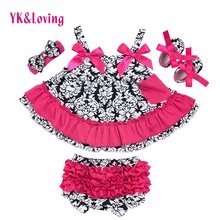 Дамасский Топ для маленьких девочек; комплект одежды для новорожденных; рубашка «летучая мышь»; штанишки для малышей с рюшами; обувь; короткий слинг; детская одежда; платье