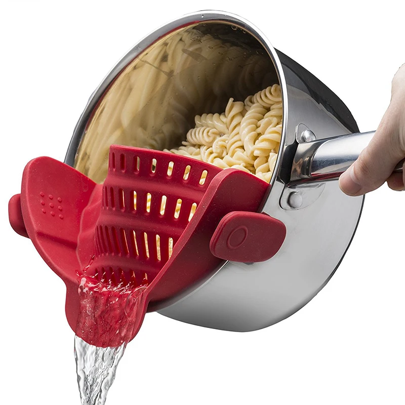 

0109Silicone Colanders Kitchen Clip On Pot Strainer Drainer For Draining Excess Liquid Univers Draining Pasta Vegetable Cookware