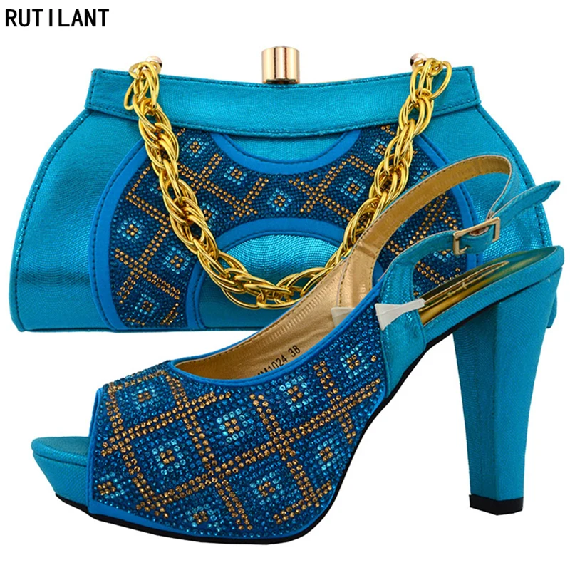 Arrivée 2018 vert Nouvelle Avec Ensembles Chaussures Et Strass Sac Ensemble Couleur Africain Vert Italiennes Décoré pourpre Femmes Ciel Pu gqA4Ax1d