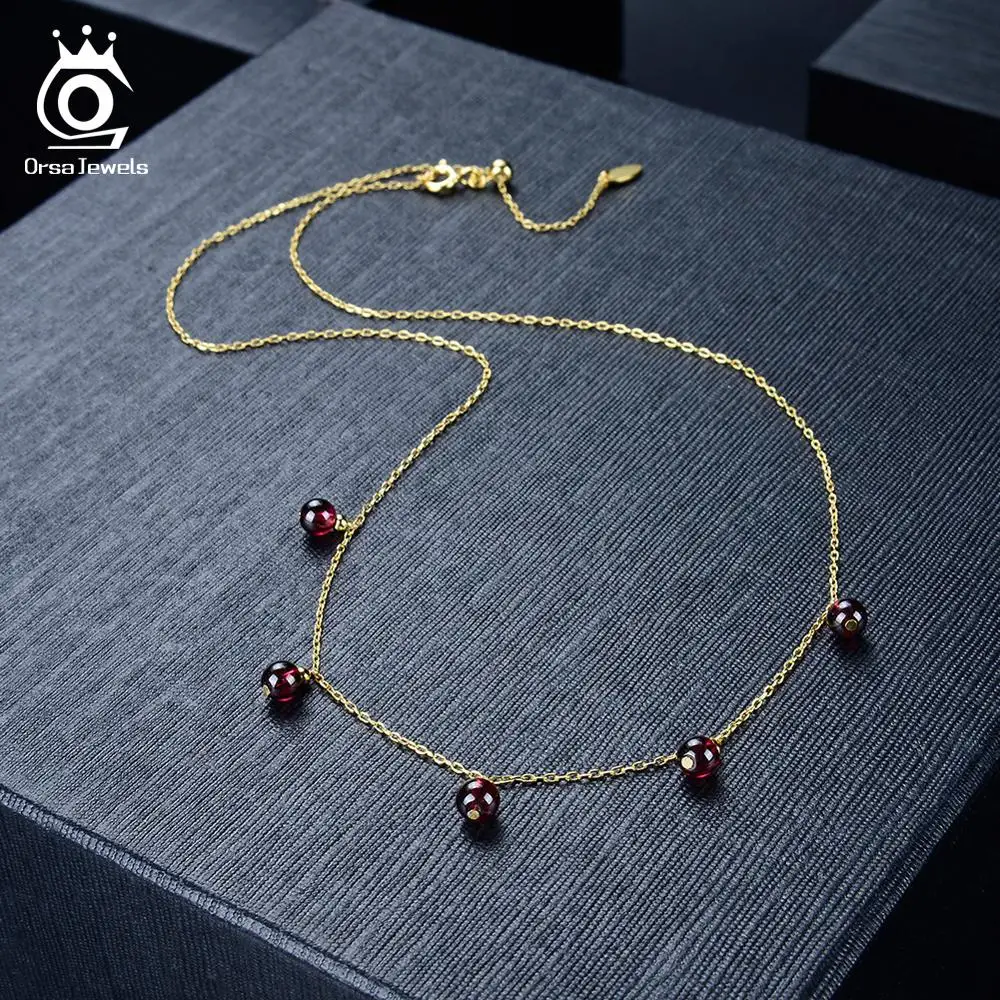 ORSA JEWELS Подлинная 925 Леди камень авантюрин кулон ожерелье 18 к золотая цепочка аксессуары ожерелье Модные ювелирные изделия SN149-R