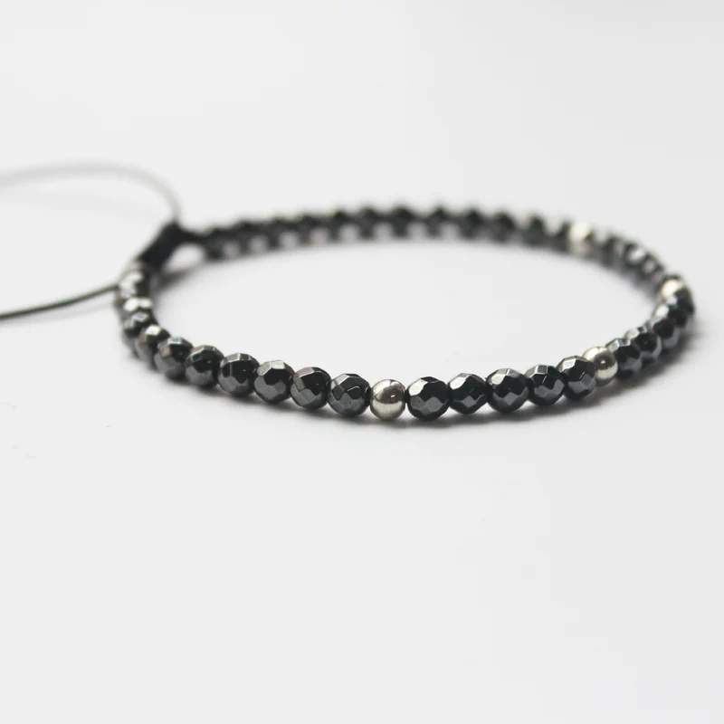 

Fashion Bracelet Hematite Faced Beads Bracelet 4mm Adjustable Beaded Bracelet For Women Couples Gift HB1026