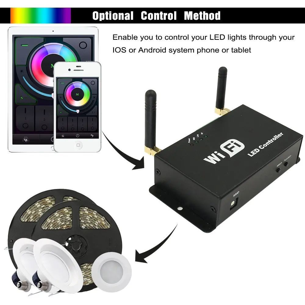 WiFi 300 LPD6803 WS2811 WS2801 5050 SMD Светодиодная лента RGB контроллер сенсорный экран пульт