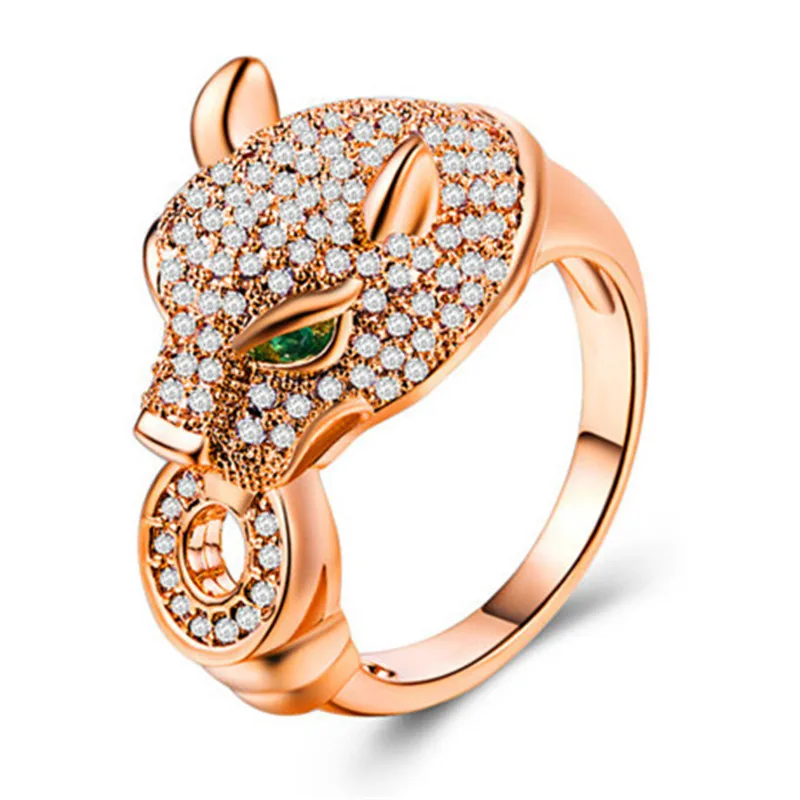 Роскошные кольца с головой леопарда Свадебные обручальные юбилейные кольца на пальцы высшего качества розовый Золотой Серебряный прозрачный CZ Лидер продаж