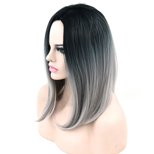 Soowee 10 Kolory Włosów Syntetycznych Czarnego Na Szary Ombre Hair