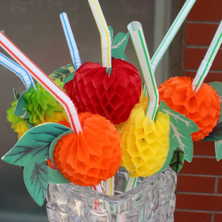 

50Pcs/Pack 3D Fruit Summer Party Colorful Cocktail Drink Straw Funny Free Shipping P31