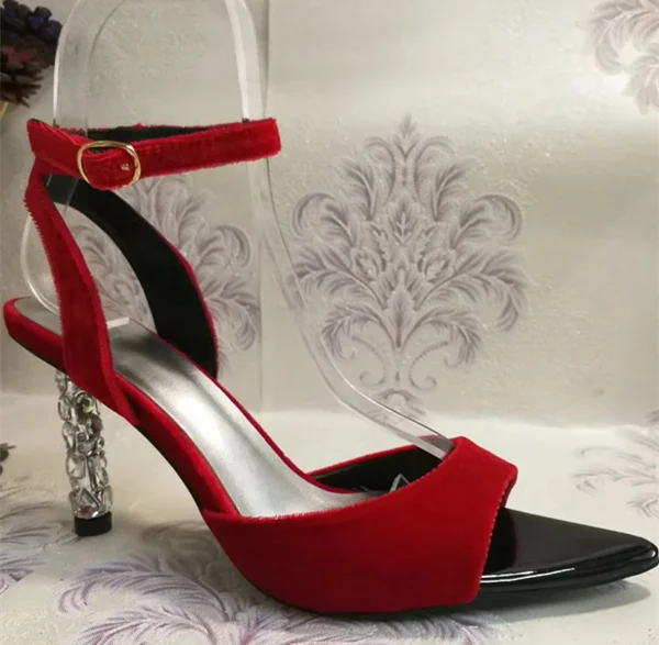 

Pointed Toe Sandalet Women Sandals Metal High Heel Buckle Design Women Gladiator Slingback Wedding Party Sandalias Mujer 2019