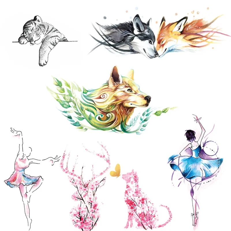 

2pcs Small Cat Cartoon Deer Temporary Tattoo Cute Dog Tattoo Sticker For Fashion Women Body Finger Art Waterproof Tattoo For Kid