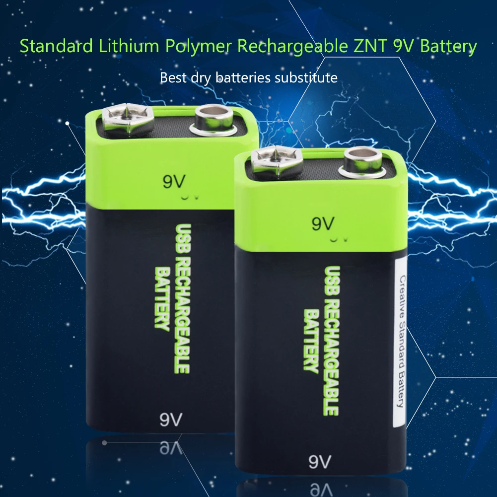 Сменная Li Po литий полимерный аккумулятор USB Перезаряжаемые ZNT Батарея 9V 400mAh