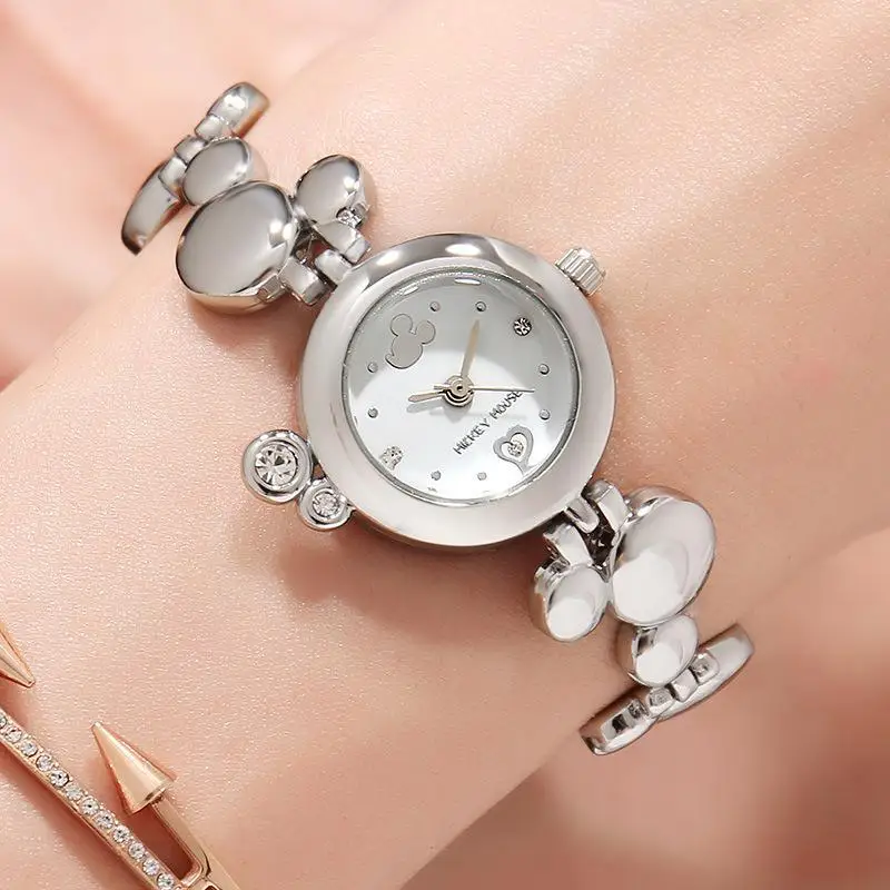 Disney часы женские роскошные брендовые модные розовые золотые кварцевые часы Микки Маус Стразы Наручные часы из нержавеющей стали MK-11184 - Цвет: 2