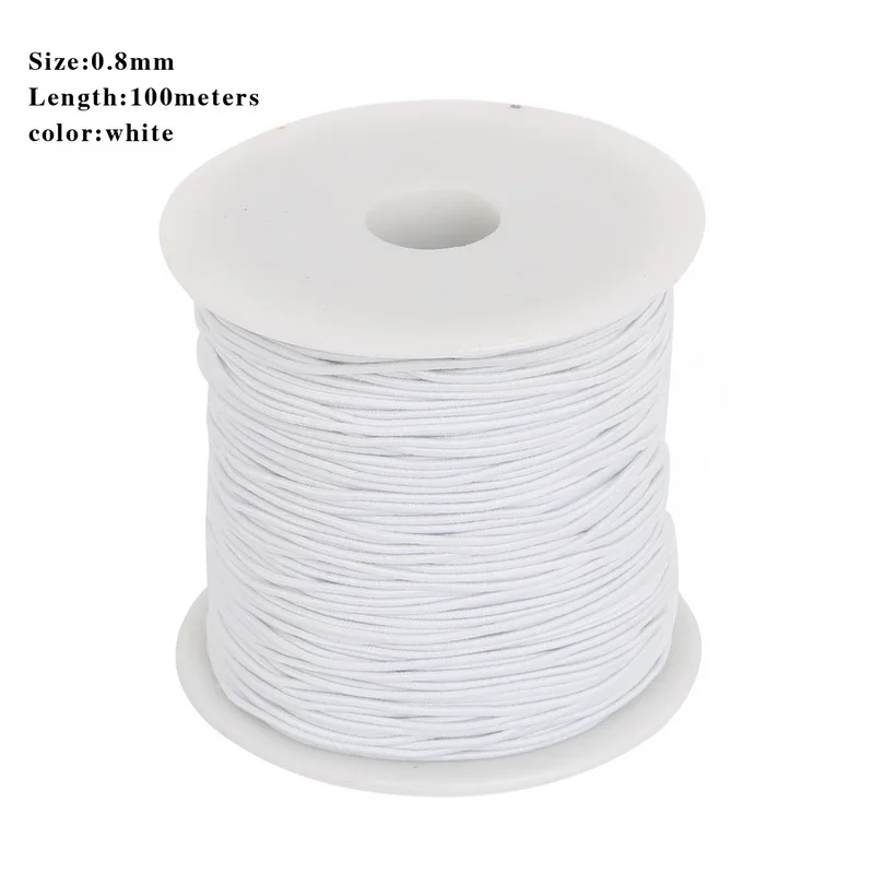 0,8 мм/1,2 мм/1,5 мм эластичные нейлоновые веревки для плетения бисером для изготовления браслетов своими руками, аксессуары для рукоделия - Цвет: White 50m