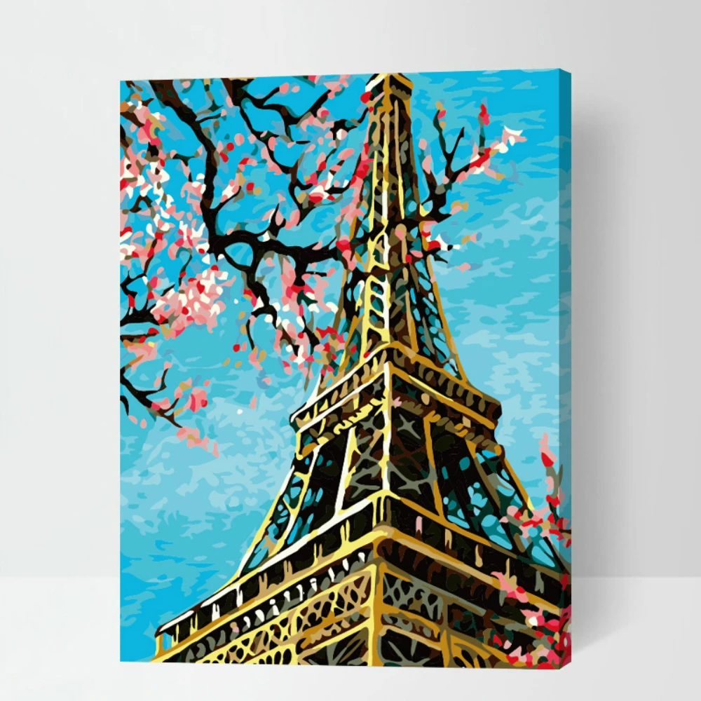 40*50CM DIY Oil Painting Paint By Numbers Eiffel Tower Digital Home decoration Europe Landscape