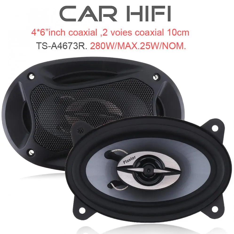 2pcs 4*6 Inch 280W Car HiFi Coaxial Speaker Vehicle Door Auto Audio Music Stereo Full Range Frequency Speakers