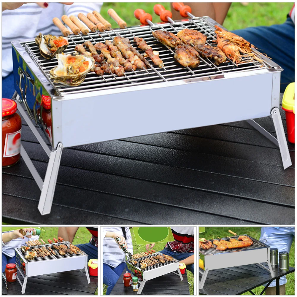 

Plate Roaster Picnics Portable Charcoal Holder Stainless Steel Cooking Foldable Outdoor Camping Barbecue Stand BBQ Grill