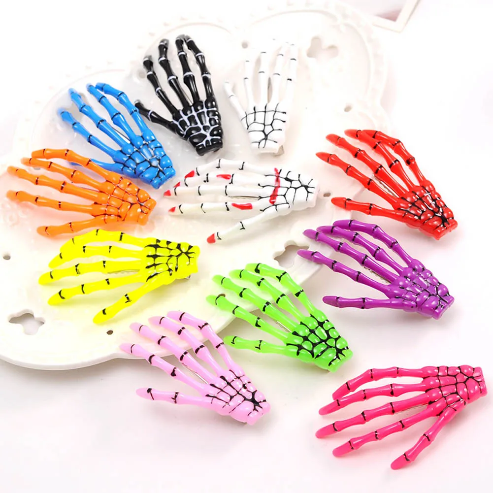 

Punk Hair Clip For Women New Design Girl Hair Accessories Headwear Halloween Party Zombie Skull Skeleton Hand Bone Claw Hairpin