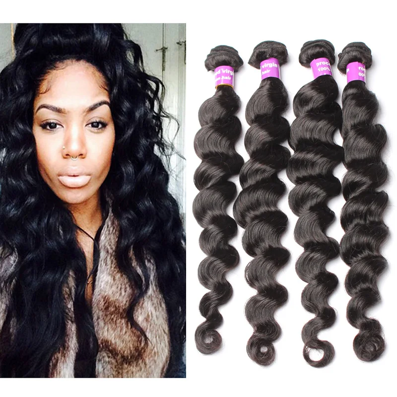 

Cambodian Virgin Hair Loose Wave Human Hair Weave 4Pcs/Lot Loose Curly Wave Rosa Queen Hair Products Natural Color Free Shipping